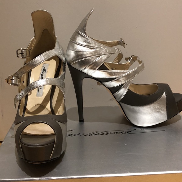 Brian Atwood silver platform open tor heels size 36 - Picture 3 of 11